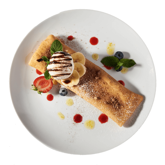 Солодкий млинець з бананом та шоколадом